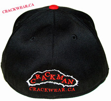 Click here for a larger image of the embroidered "Crackman" baseball caps...